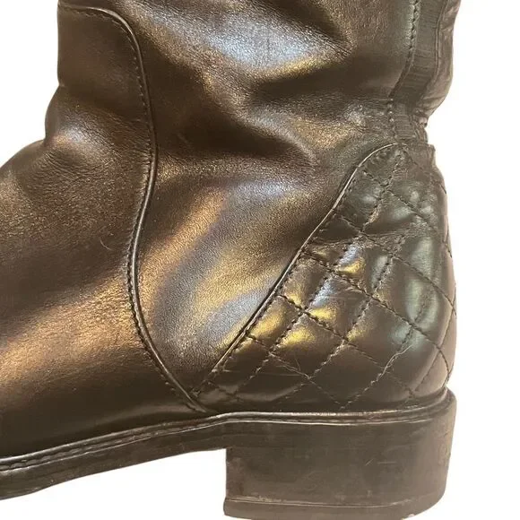 Aquatalia Geneva Black Leather Riding Boots Size 8 - Picture 4 of 10